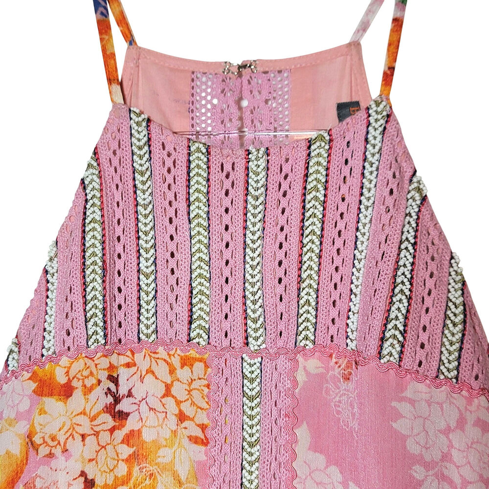 Anthropologie Bhanuni By Jyoti Yuko Floral Beaded Halter Maxi Dress Pink Blue 4 - Picture 3 of 16